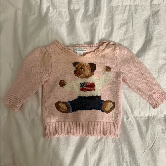 Ralph Lauren Other - Ralph Lauren Pink Knit Sweater with Bear